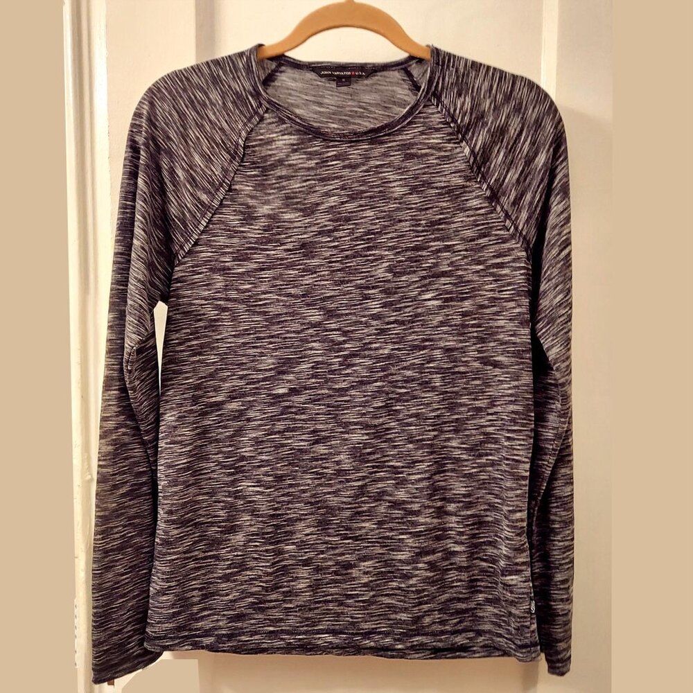 John Varvatos Star USA Shirt Men’s SM Raglan Crew Neck Long Sleeve Ash Heather